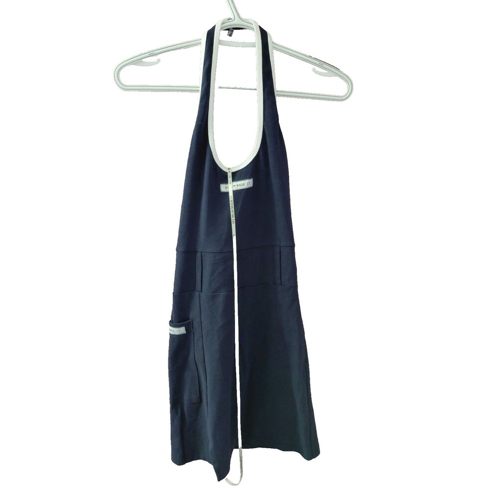 NWT My Mum Made It Navy Blue White Stripe Rib Halter Mini Tennis Dress Sz XS/S